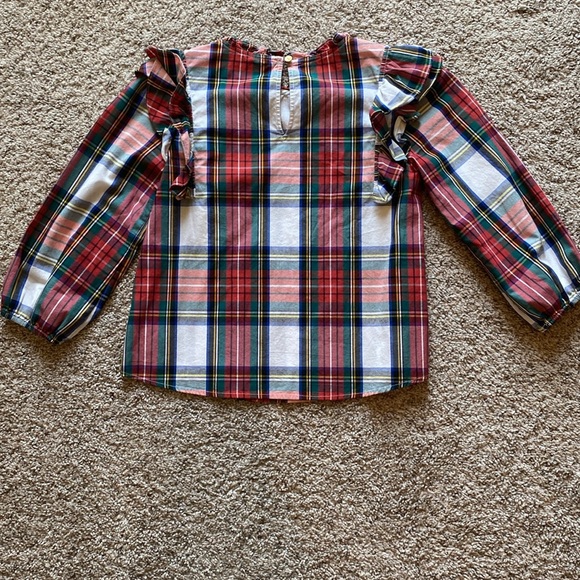 Crewcuts Ruffle plaid Shirt Size 10 - Picture 3 of 3